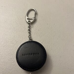 Levenger Black Leather Round Mini Tape Measure Measuring Tape Keychain